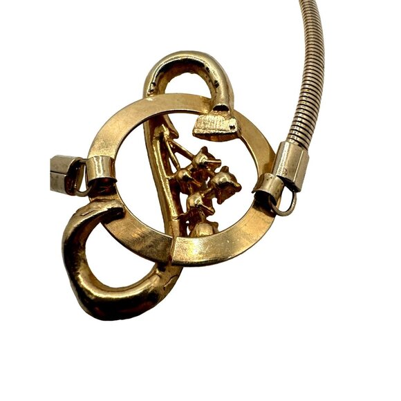 Vintage Swirl Rhinestone Choker Necklace Snake Chain Gold Tone Unsigned - Picture 5 of 9